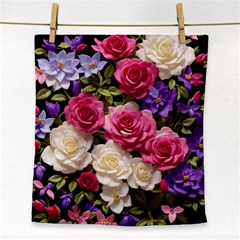 Ai Generated Roses Flowers Petals Bouquet Wedding Face Towel by Ravend