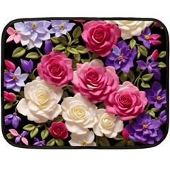 Ai Generated Roses Flowers Petals Bouquet Wedding One Side Fleece Blanket (mini) by Ravend