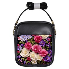 Ai Generated Roses Flowers Petals Bouquet Wedding Girls Sling Bag by Ravend