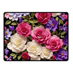 Ai Generated Roses Flowers Petals Bouquet Wedding One Side Fleece Blanket (small) by Ravend