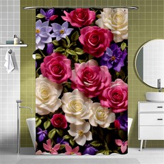 Ai Generated Roses Flowers Petals Bouquet Wedding Shower Curtain 48  X 72  (small)  by Ravend