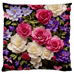 Ai Generated Roses Flowers Petals Bouquet Wedding Large Cushion Case (two Sides) by Ravend