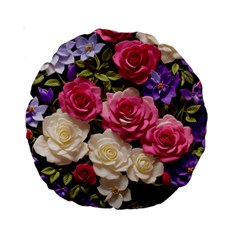 Ai Generated Roses Flowers Petals Bouquet Wedding Standard 15  Premium Round Cushions by Ravend