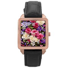 Ai Generated Roses Flowers Petals Bouquet Wedding Rose Gold Leather Watch  by Ravend