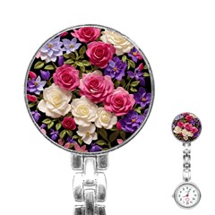 Ai Generated Roses Flowers Petals Bouquet Wedding Stainless Steel Nurses Watch by Ravend