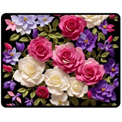 Ai Generated Roses Flowers Petals Bouquet Wedding Fleece Blanket (medium) by Ravend