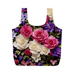 Ai Generated Roses Flowers Petals Bouquet Wedding Full Print Recycle Bag (m) by Ravend