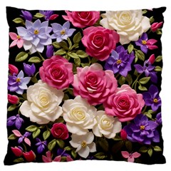 Ai Generated Roses Flowers Petals Bouquet Wedding Standard Premium Plush Fleece Cushion Case (one Side) by Ravend