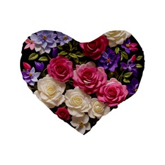 Ai Generated Roses Flowers Petals Bouquet Wedding Standard 16  Premium Flano Heart Shape Cushions by Ravend