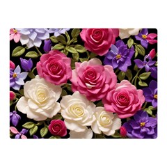 Ai Generated Roses Flowers Petals Bouquet Wedding Premium Plush Fleece Blanket (mini) by Ravend