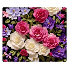 Ai Generated Roses Flowers Petals Bouquet Wedding Premium Plush Fleece Blanket (small) by Ravend