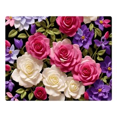 Ai Generated Roses Flowers Petals Bouquet Wedding Premium Plush Fleece Blanket (large) by Ravend