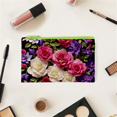 Ai Generated Roses Flowers Petals Bouquet Wedding Cosmetic Bag (xs) by Ravend