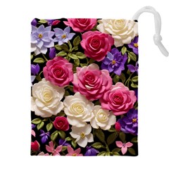 Ai Generated Roses Flowers Petals Bouquet Wedding Drawstring Pouch (4xl) by Ravend