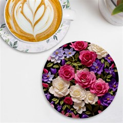 Ai Generated Roses Flowers Petals Bouquet Wedding Uv Print Round Tile Coaster by Ravend