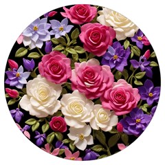 Ai Generated Roses Flowers Petals Bouquet Wedding Round Trivet by Ravend