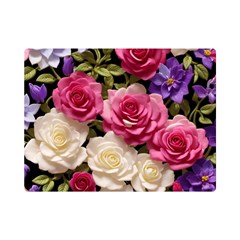 Ai Generated Roses Flowers Petals Bouquet Wedding One Side Premium Plush Fleece Blanket (mini) by Ravend