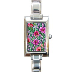 Cheerful And Cheery Blooms Rectangle Italian Charm Watch by GardenOfOphir