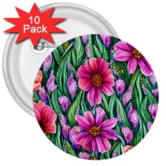 Cheerful And Cheery Blooms 3  Buttons (10 Pack)  by GardenOfOphir