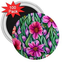 Cheerful And Cheery Blooms 3  Magnets (100 Pack) by GardenOfOphir