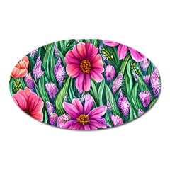 Cheerful And Cheery Blooms Oval Magnet by GardenOfOphir