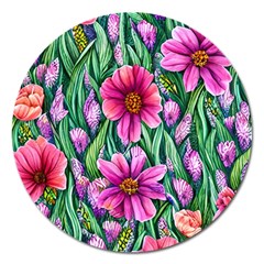 Cheerful And Cheery Blooms Magnet 5  (round) by GardenOfOphir