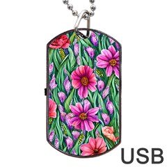 Cheerful And Cheery Blooms Dog Tag Usb Flash (one Side) by GardenOfOphir