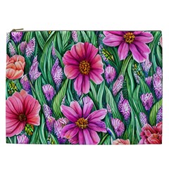 Cheerful And Cheery Blooms Cosmetic Bag (xxl) by GardenOfOphir