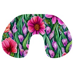 Cheerful And Cheery Blooms Travel Neck Pillow by GardenOfOphir