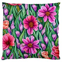 Cheerful And Cheery Blooms Standard Premium Plush Fleece Cushion Case (one Side) by GardenOfOphir