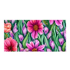 Cheerful And Cheery Blooms Satin Wrap 35  X 70  by GardenOfOphir