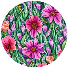 Cheerful And Cheery Blooms Wooden Puzzle Round by GardenOfOphir