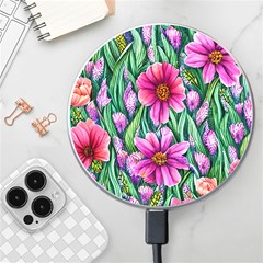 Cheerful And Cheery Blooms Wireless Fast Charger(white) by GardenOfOphir