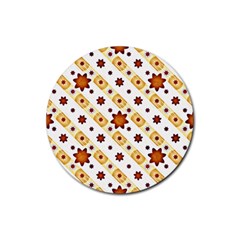 Background Floral Pattern Graphic Rubber Round Coaster (4 Pack) by Ravend