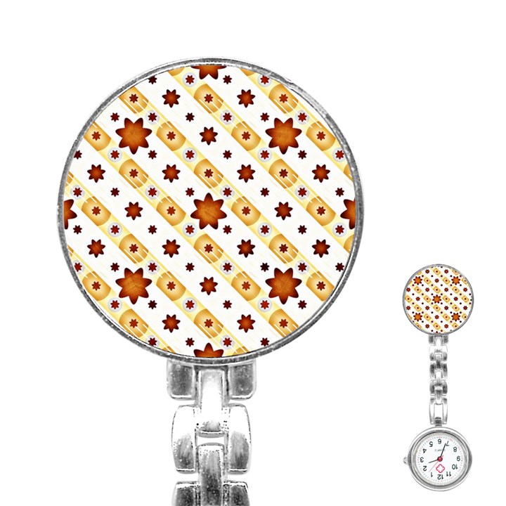 Background Floral Pattern Graphic Stainless Steel Nurses Watch