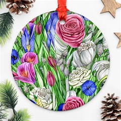 Celestial And Charming Florals Ornament (round) by GardenOfOphir