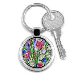 Celestial And Charming Florals Key Chain (round) by GardenOfOphir