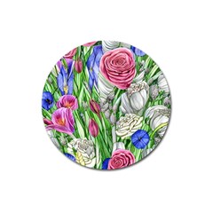 Celestial And Charming Florals Magnet 3  (round) by GardenOfOphir