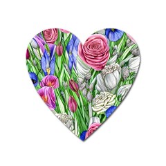 Celestial And Charming Florals Heart Magnet by GardenOfOphir