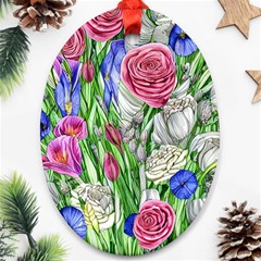 Celestial And Charming Florals Oval Ornament (two Sides) by GardenOfOphir