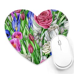 Celestial And Charming Florals Heart Mousepad by GardenOfOphir