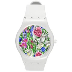 Celestial And Charming Florals Round Plastic Sport Watch (m) by GardenOfOphir