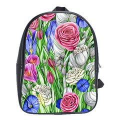 Celestial And Charming Florals School Bag (xl) by GardenOfOphir