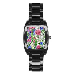 Celestial And Charming Florals Stainless Steel Barrel Watch by GardenOfOphir