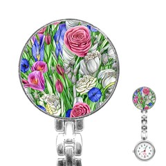 Celestial And Charming Florals Stainless Steel Nurses Watch by GardenOfOphir