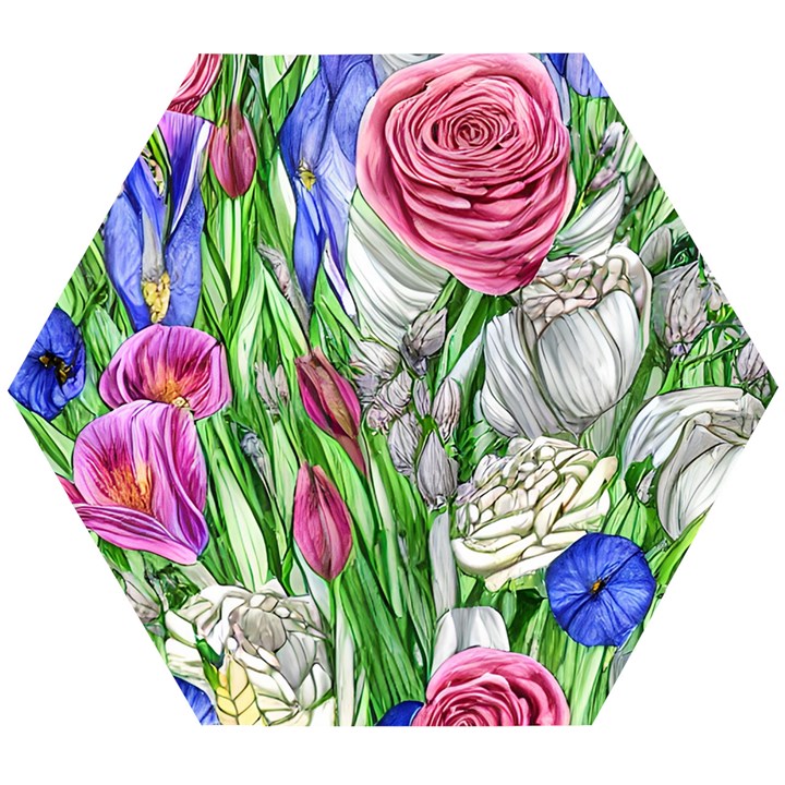 Celestial And Charming Florals Wooden Puzzle Hexagon