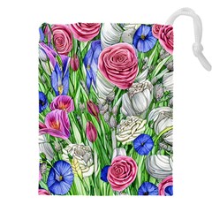 Celestial And Charming Florals Drawstring Pouch (4xl) by GardenOfOphir