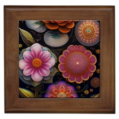 Ai Generated Floral Pattern Flowers Floral Framed Tile by Ravend