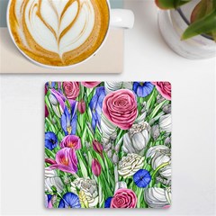 Celestial And Charming Florals Uv Print Square Tile Coaster  by GardenOfOphir