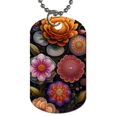 Ai Generated Floral Pattern Flowers Floral Dog Tag (two Sides) by Ravend